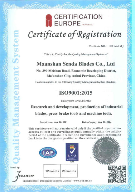LA CHINE Senda Group Co.，Ltd certifications